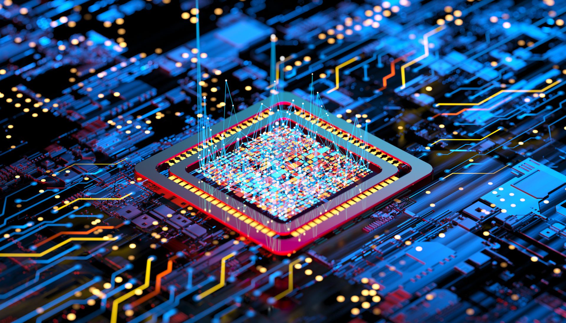 Computer chip digital concept render